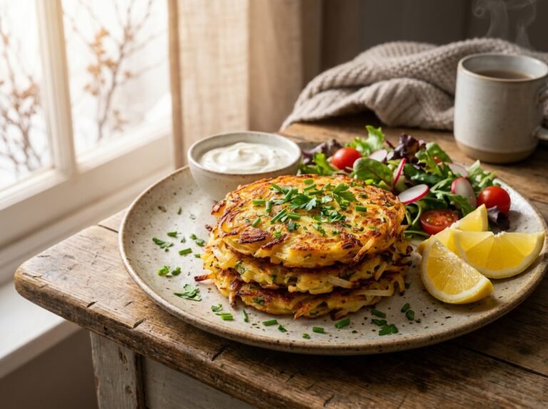 Galettes de pommes de terre croustillantes à l’oignon doux (Rösti revisité)