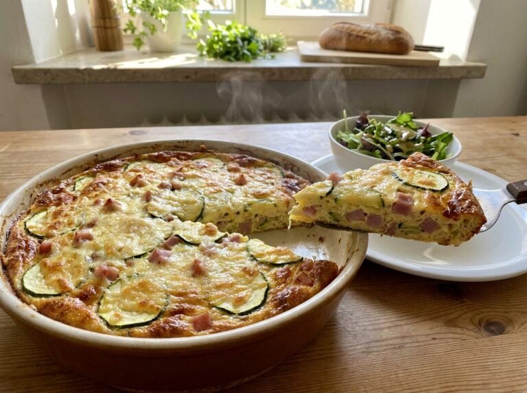 Quiche Sans Pâte aux Courgettes, Jambon et Fromage