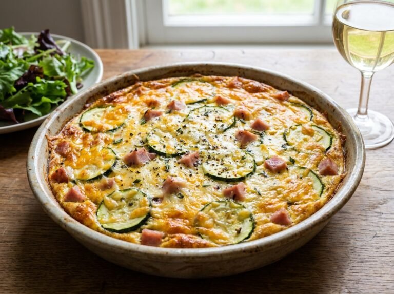 Quiche Sans Pâte aux Courgettes, Jambon et Fromage : une recette légère, facile et savoureuse