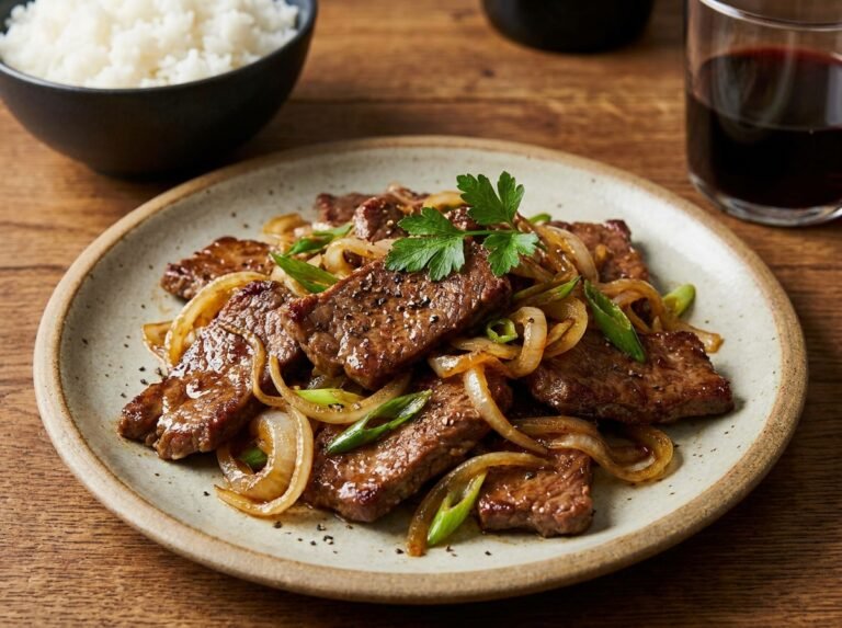 Bœuf sauté aux oignons : recette tendre, rapide et savoureuse