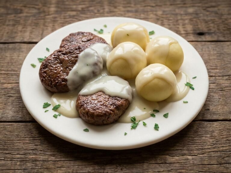 Côtelettes de bœuf fondantes et pommes de terre, sauce crémeuse