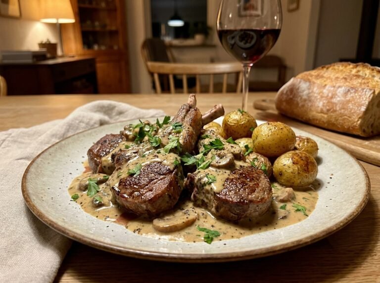 Côtelettes de Bœuf Fondantes et Pommes de Terre, Sauce Crémeuse