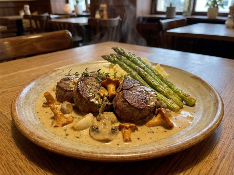 Médaillons de bœuf à la crème et aux champignons