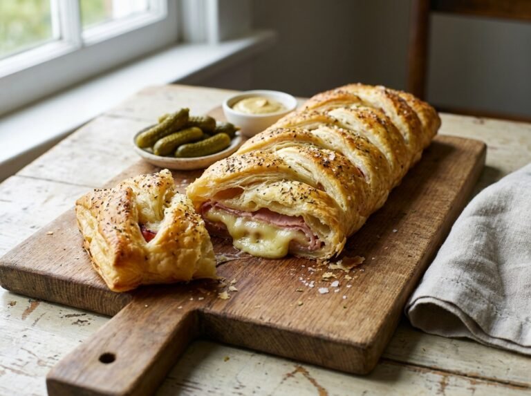 Roulé Feuilleté Tressé Jambon & Fromage : Une Recette Gourmande, Croustillante et Facile