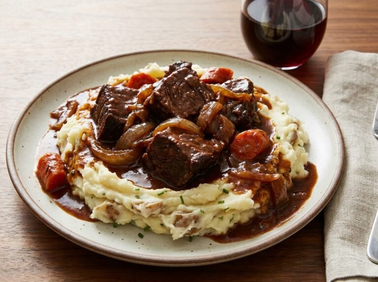 Bœuf braisé en sauce avec purée maison