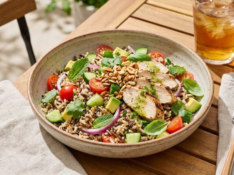 Salade de Riz au Poulet : Une Recette Fraîche, Complète et Facile à Préparer