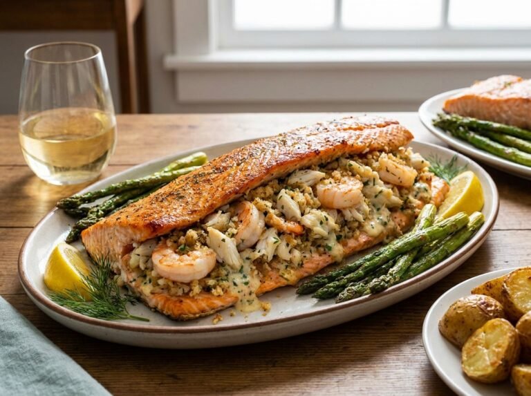 Crab and Shrimp Stuffed Salmon