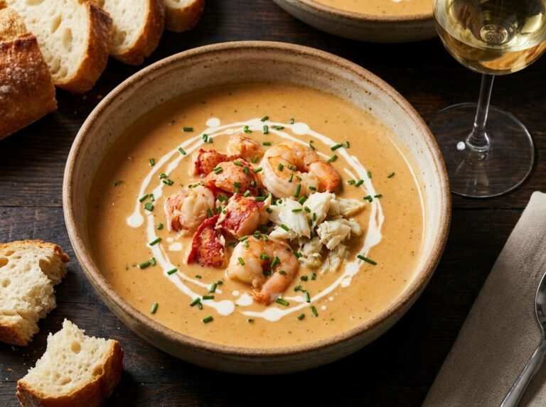 Creamy Lobster, Shrimp and Crab Bisque