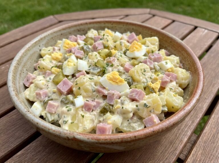 Salade de pommes de terre crémeuse au jambon : une recette facile et gourmande