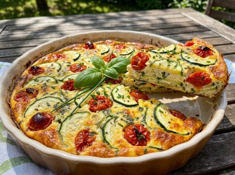 Quiche sans pâte d’été aux courgettes et tomates