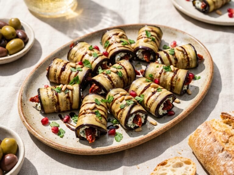 Rouleaux d’aubergines au fromage frais
