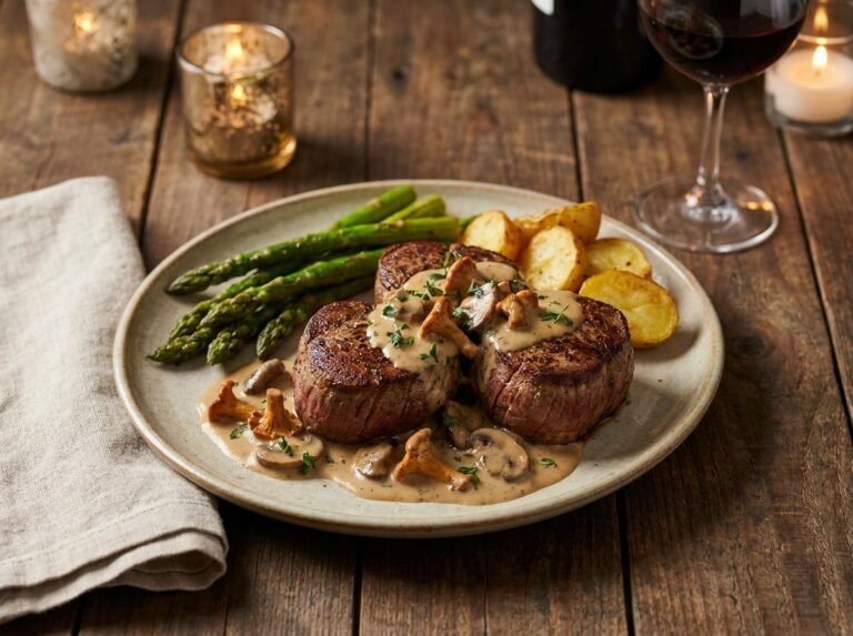 Médaillons de filet mignon à la sauce crémeuse aux champignons