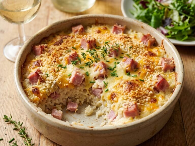 Gratin de Riz au Jambon et au Fromage : Une Recette Familiale Facile et Réconfortante