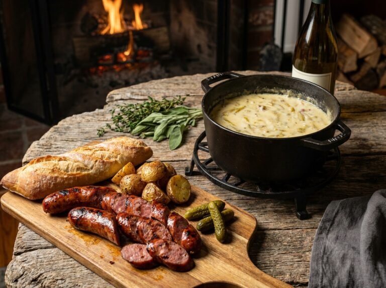 Fondue d’endives gourmande aux saucisses fumées