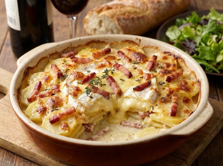 Gratin de pommes de terre au camembert et lardons fumés : une recette ultra-gourmande