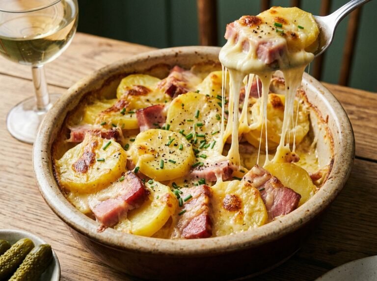 Gratin de pommes de terre, jambon & raclette : bien fondant et ultra réconfortant