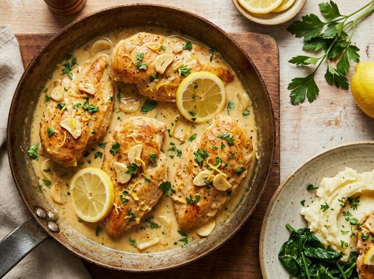 Poulet Crème Citron & Ail : Une Recette Facile, Crémeuse et Savoureuse