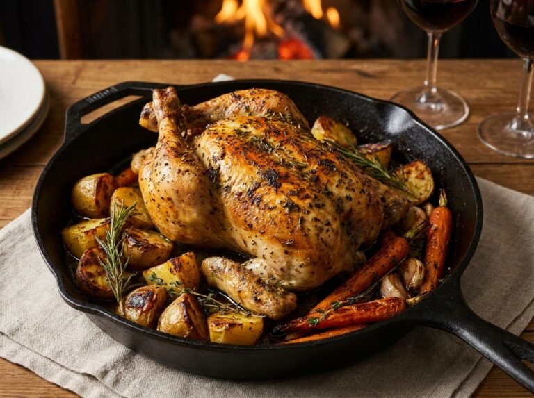Poulet rôti aux pommes de terre et carottes : une recette familiale facile et savoureuse