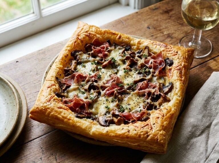 Feuilleté aux champignons et jambon