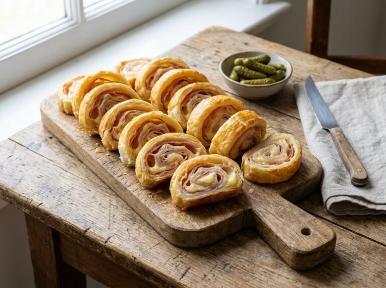 Rouleaux feuilletés au jambon et au fromage