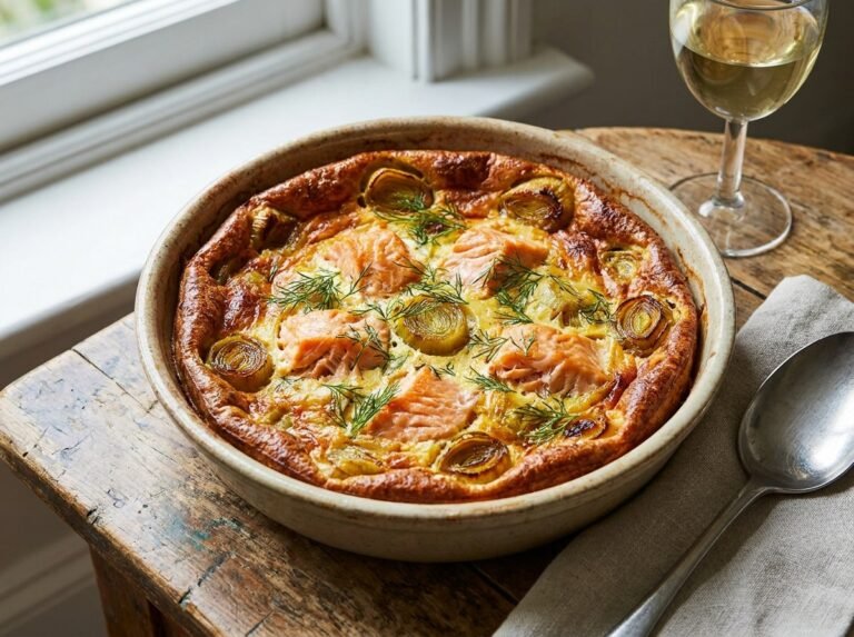 Clafoutis Saumon Poireaux : une recette facile, légère et gourmande