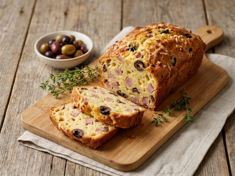 Cake salé jambon, gruyère et olives : la recette moelleuse et incontournable des repas conviviaux