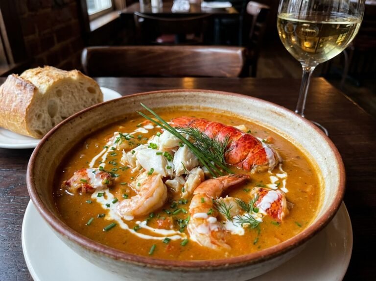 Seafood Bisque with Crab, Shrimp, and Lobster