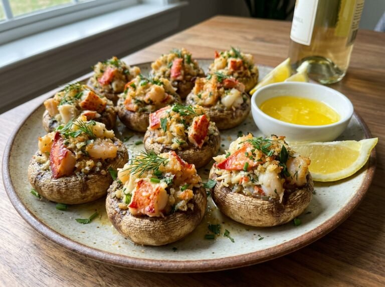Herbed Lobster Seafood Stuffed Golden Mushrooms