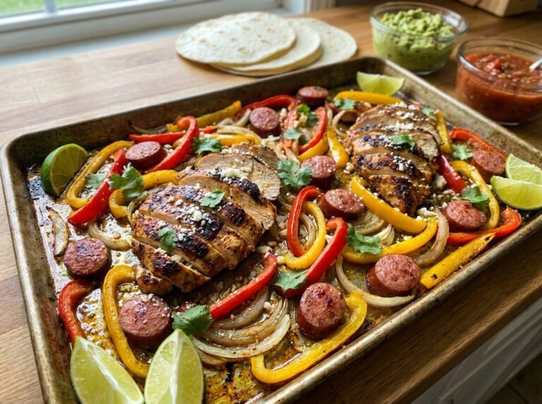 Sheet Pan Chicken & Sausage Fajita Bake