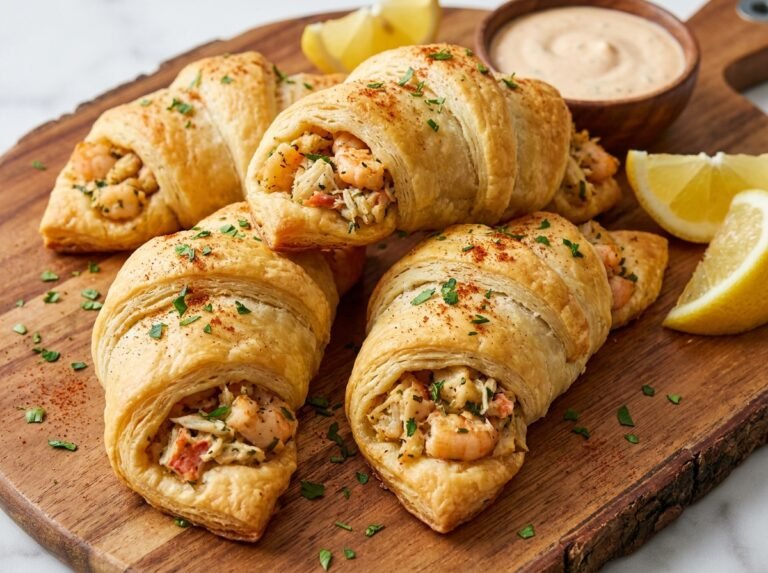 Golden Shrimp and Crab Seafood Crescent Bombs
