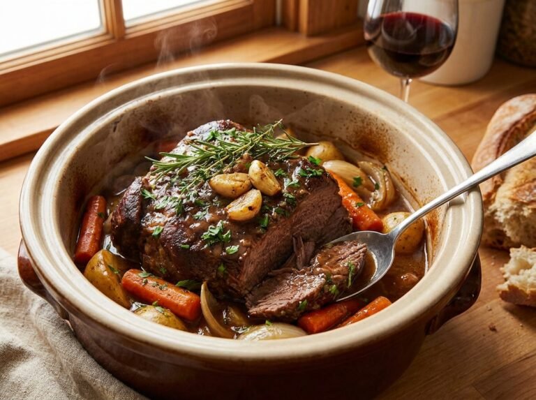Rôti de bœuf à l&rsquo;ail et aux herbes à la mijoteuse : une recette tendre et savoureuse