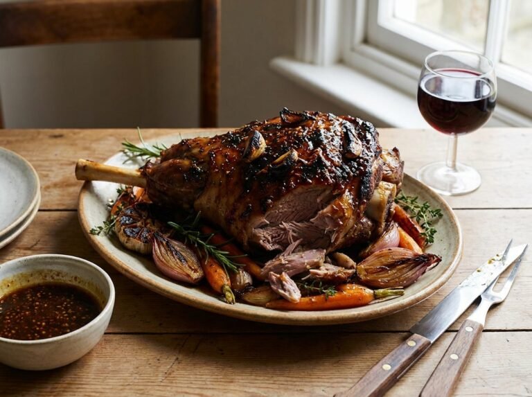 Épaule d’Agneau Confit au Four à l’Ail, au Miel et à la Moutarde