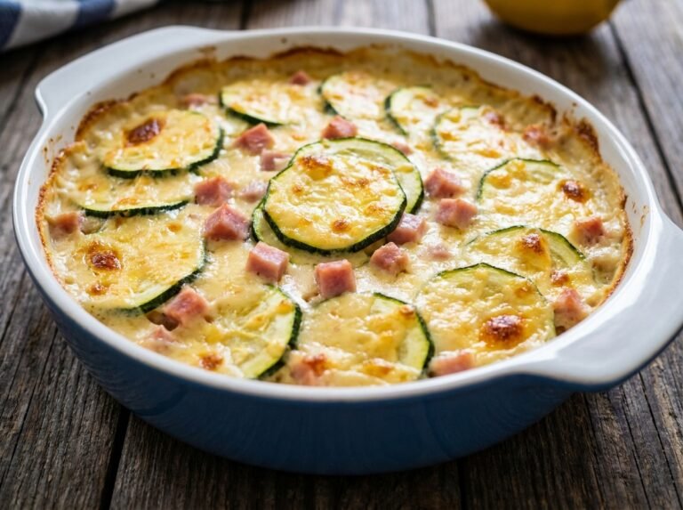 Gratin de courgettes au jambon et béchamel légère au fromage