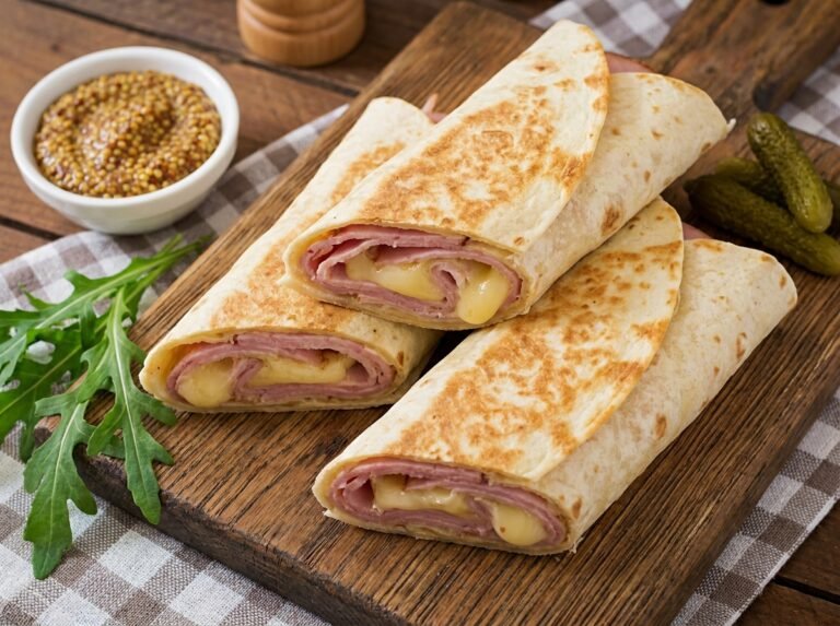 Wraps gratinés au jambon et au comté au four