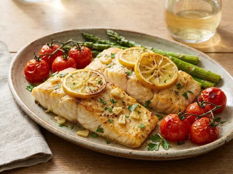 Lemon Garlic Baked Cod Seafood Fillets