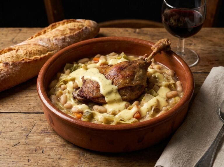 Garbure béarnaise familiale mijotée au confit de canard