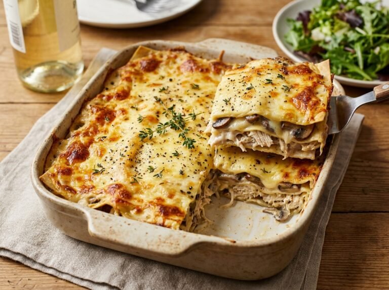 Lasagnes poulet, champignons & crème de comté : une recette crémeuse et réconfortante