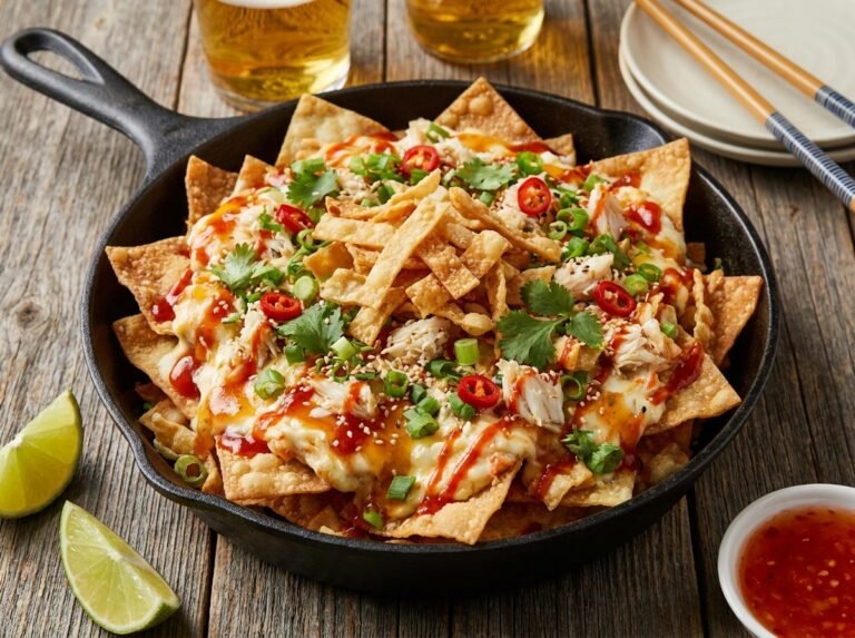 Loaded Crab Rangoon Nachos : nachos gourmands au crabe et fromage