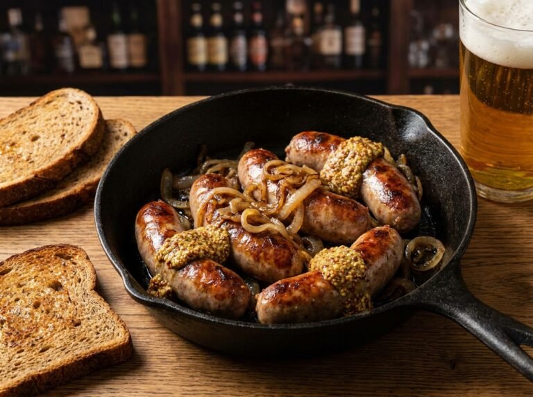 Saucisses à la moutarde et aux oignons : recette facile et gourmande