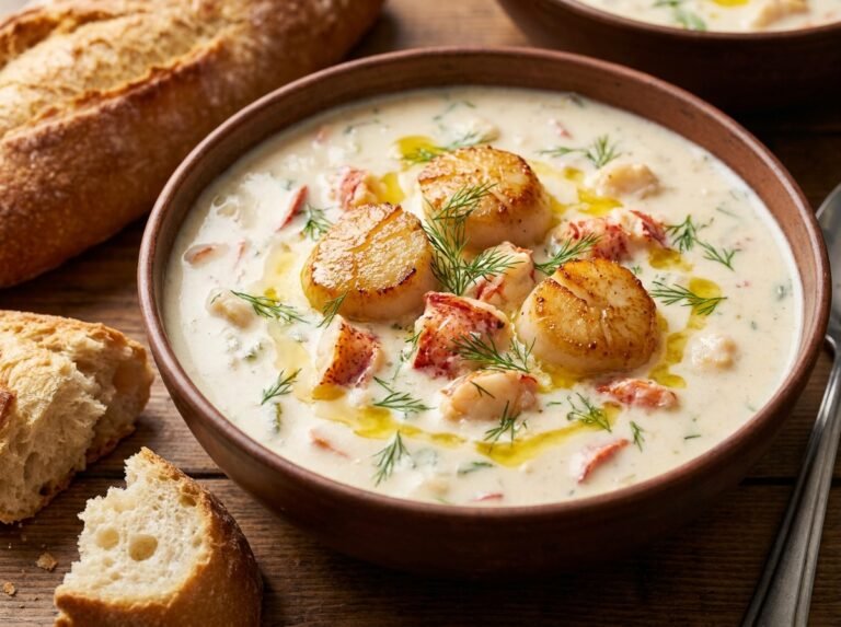 Creamy Lobster and Seared Scallop Seafood Chowder