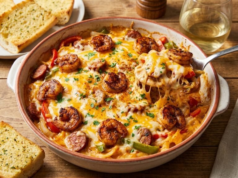 Creamy Cajun Shrimp Pasta Bake