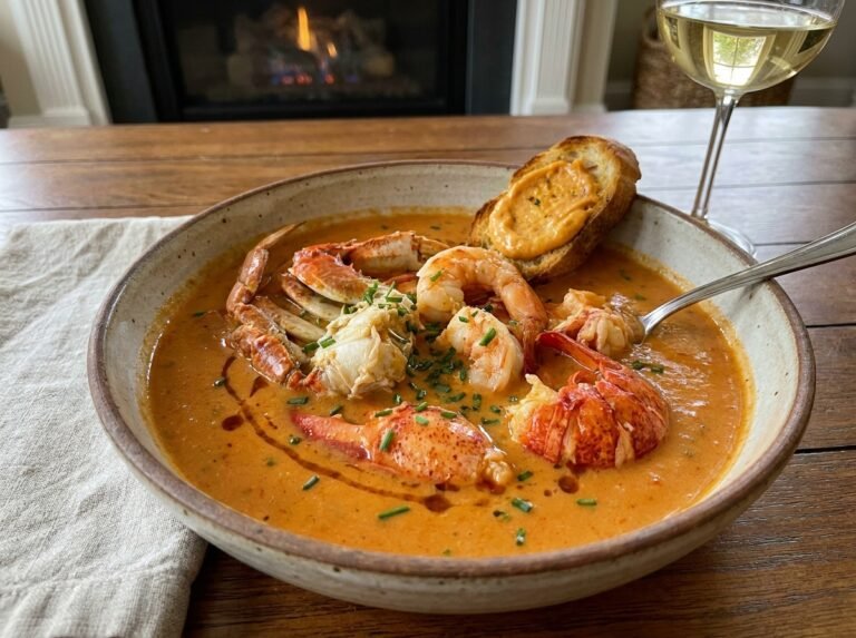 Seafood Bisque with Crab, Shrimp, and Lobster
