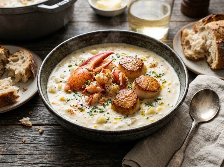 Creamy Lobster and Seared Scallop Seafood Chowder