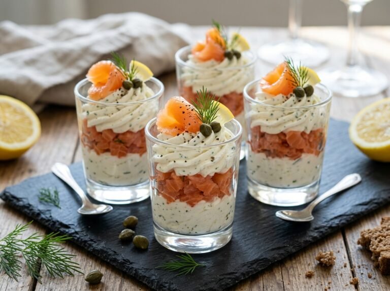 Verrines de Saumon Fumé à la Mousse de Boursin : Une Entrée Chic, Fraîche et Facile