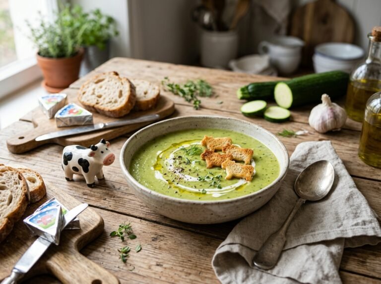 Soupe de courgettes à la Vache qui rit : une recette crémeuse et réconfortante