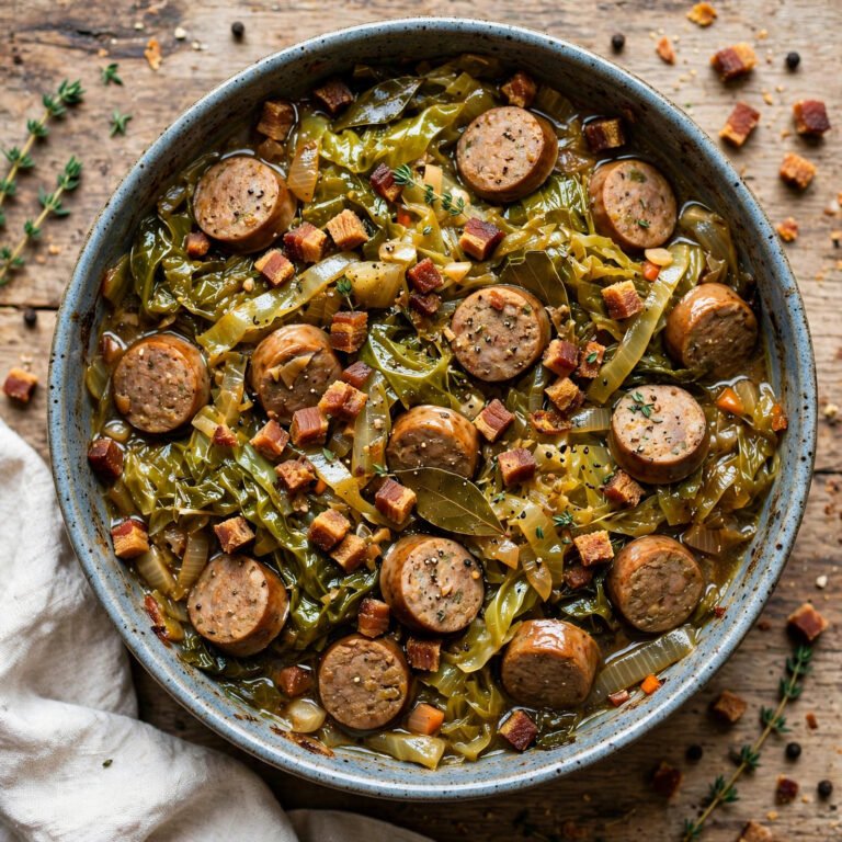 chou braisé aux saucisses