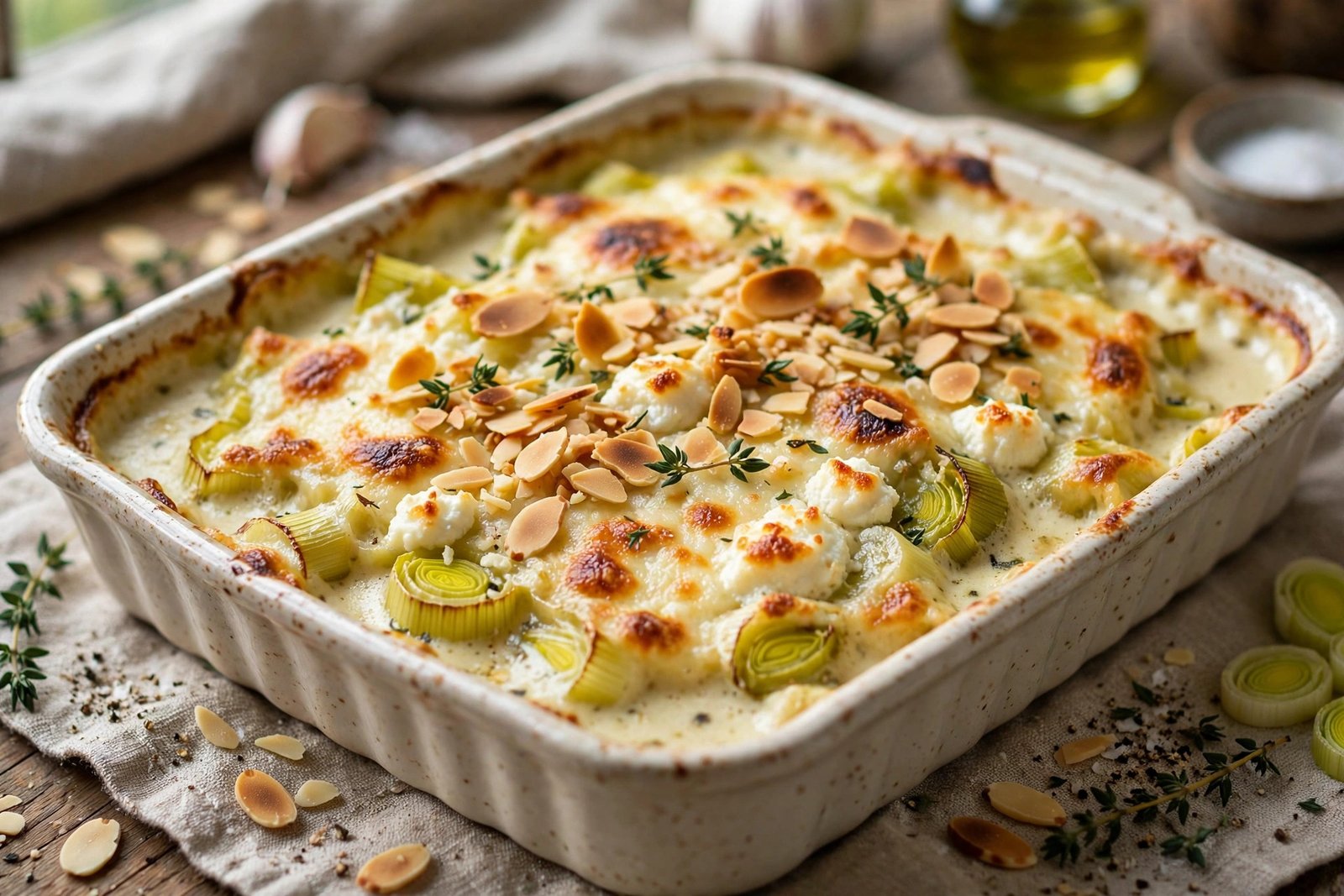 gratin de poireaux au chèvre