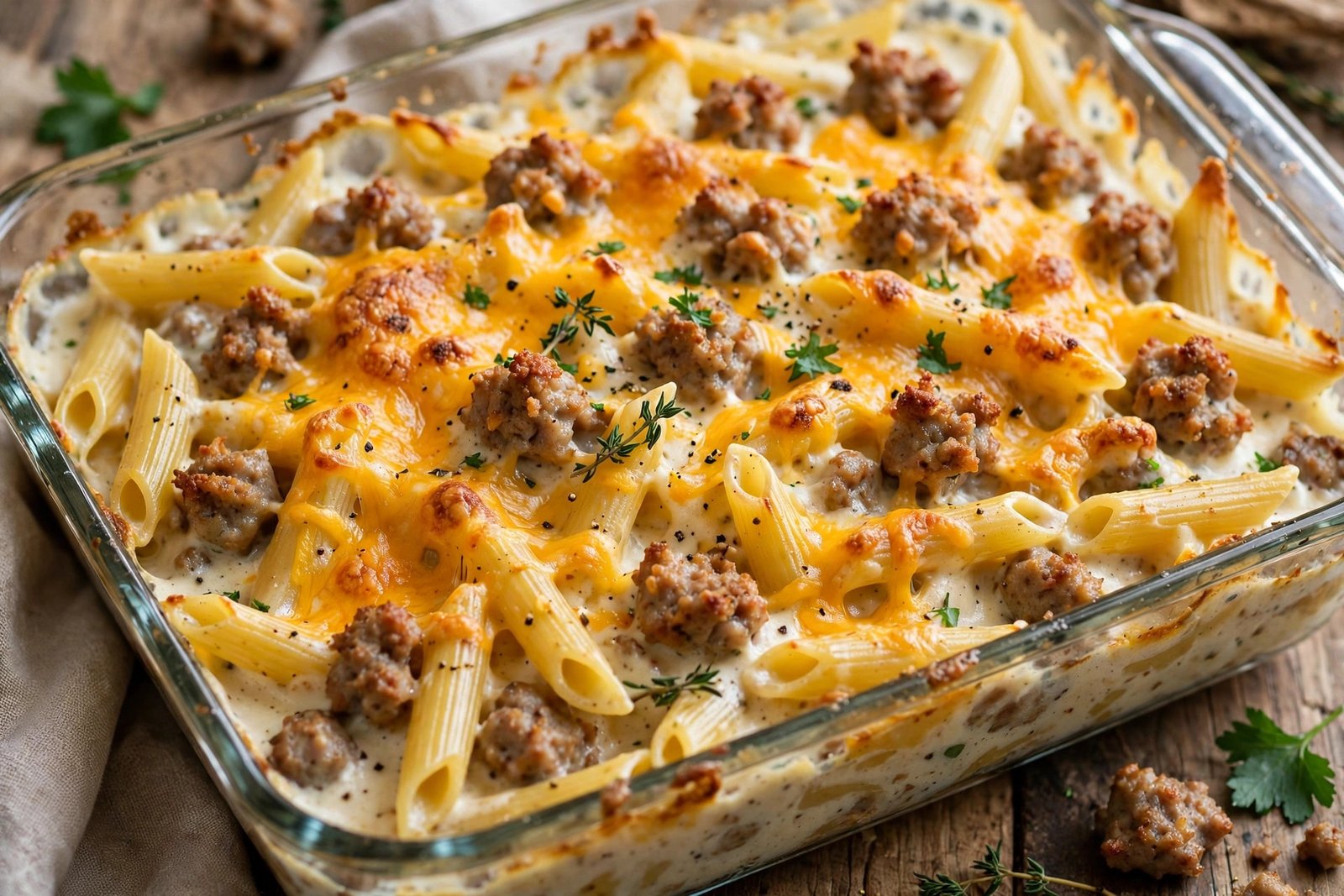 4-ingredient maple sausage pasta