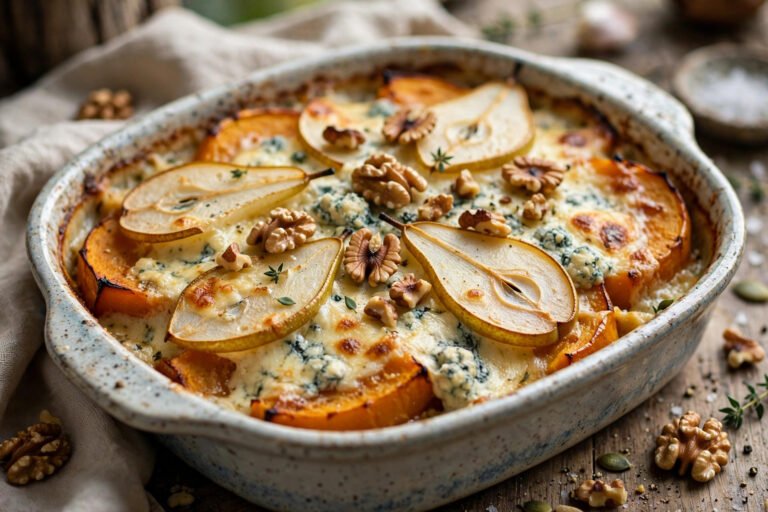 gratin de potiron poire roquefort
