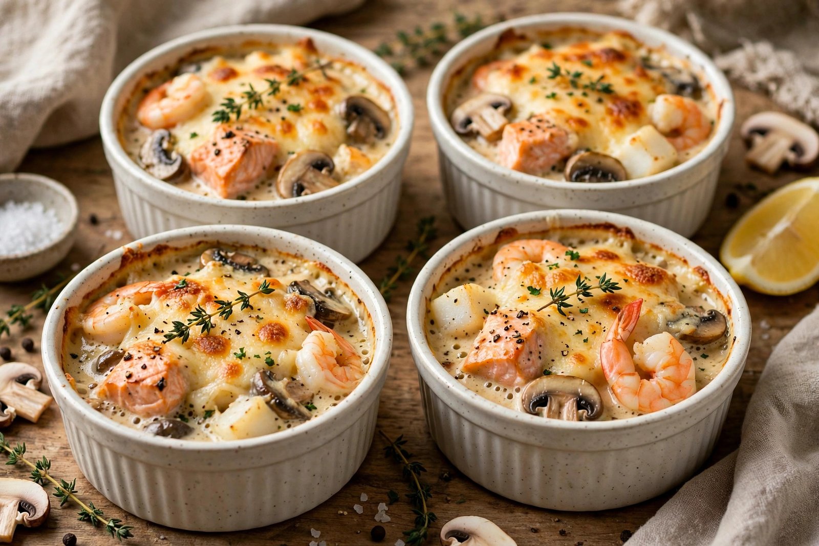 cassolette de poisson aux crevettes